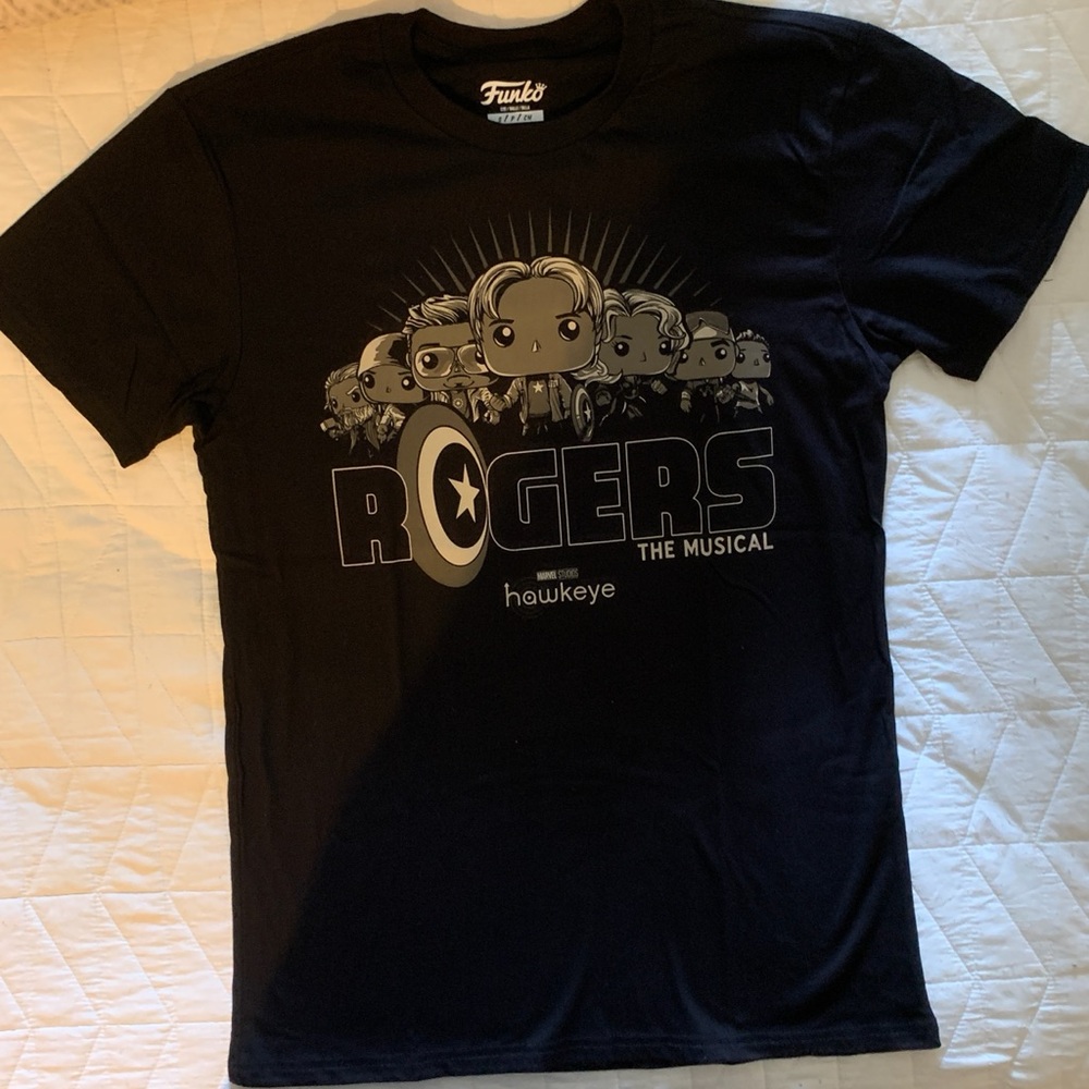 NWOT Funko Hawkeye T-Shirt Rogers the Musical Black TShirt, Small